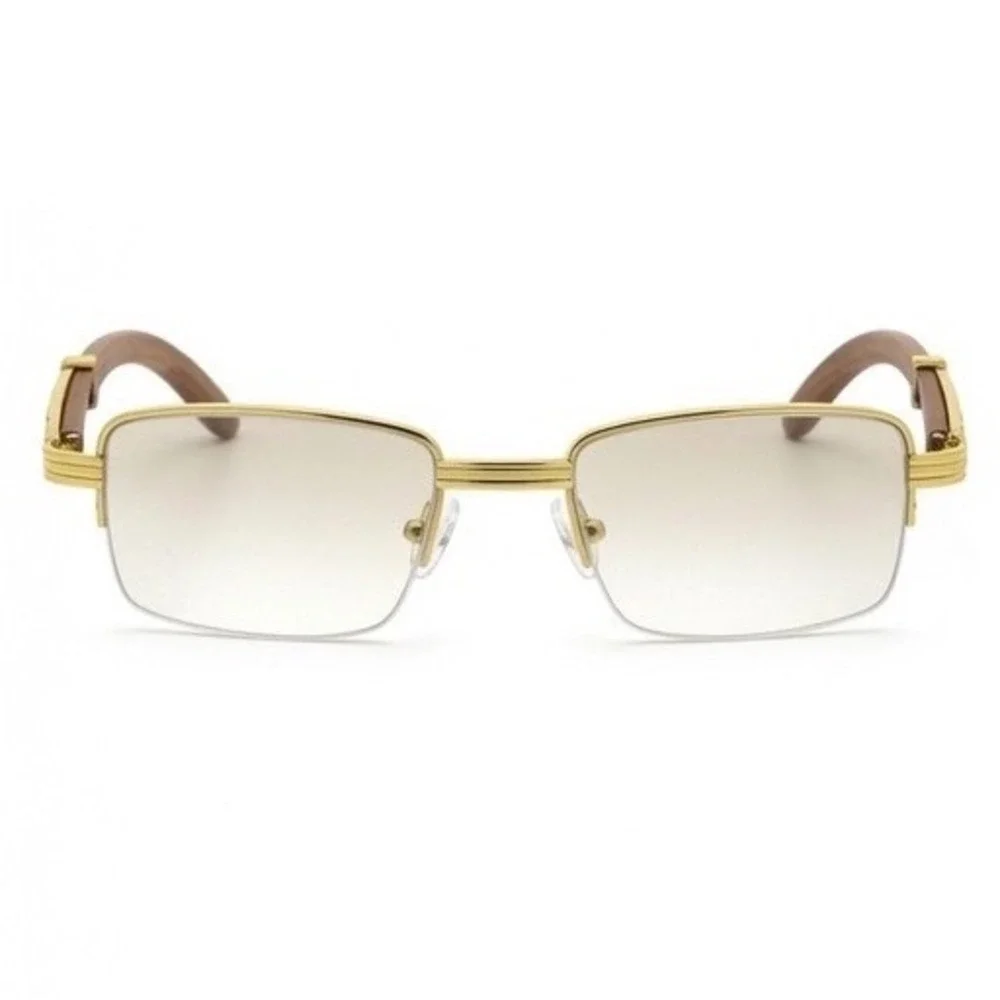 Mens Sunglasses Retro Stylish gold-framed sunglasses Clear Lens elegant Hip Hop